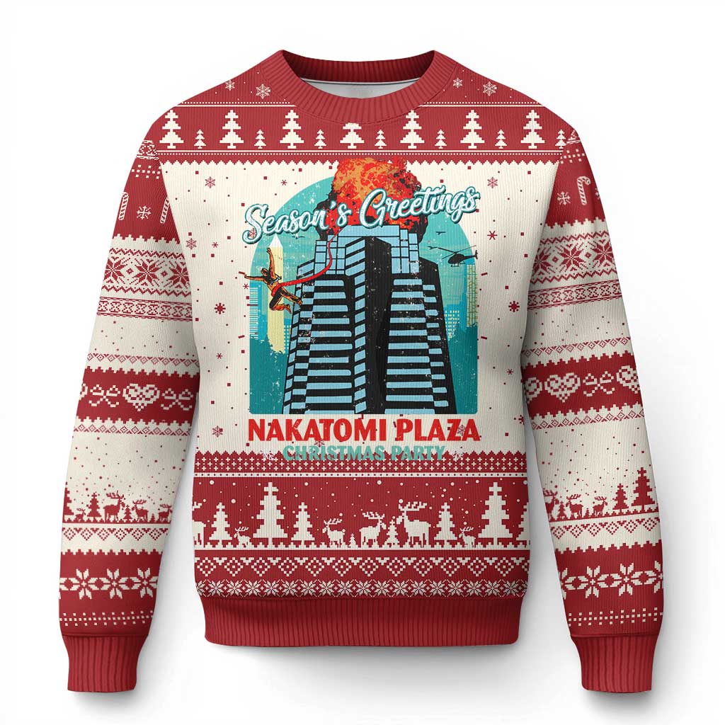 Funny Nakatomi Plaza Ugly Christmas Sweater Season's Greeting Xmas Party Hans Gruber TS11 Red Print Your Wear
