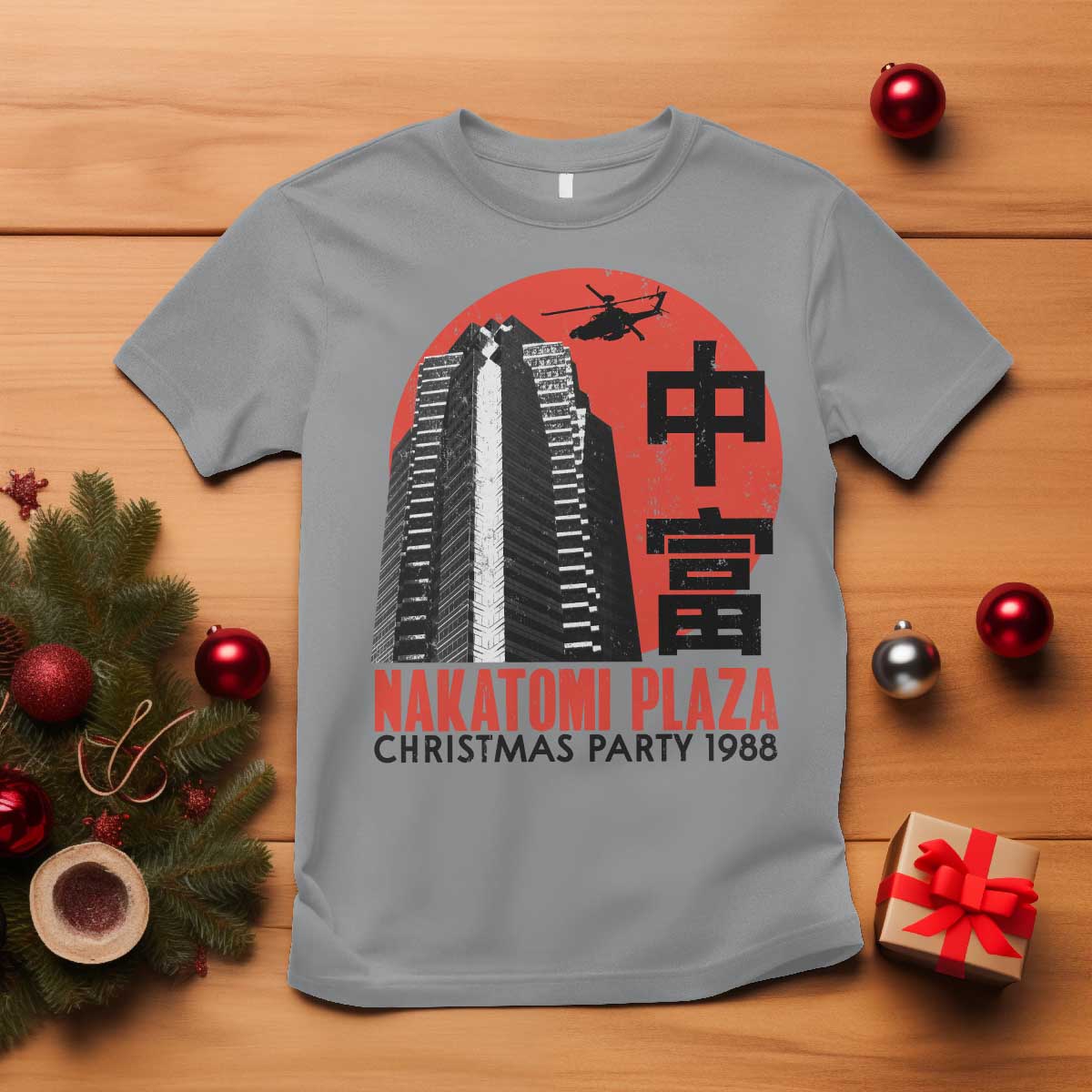 Christmas Nakatomi Plaza T Shirt Christmas Party 1988 Vintage Japanese Style TS11 Sport Gray Print Your Wear