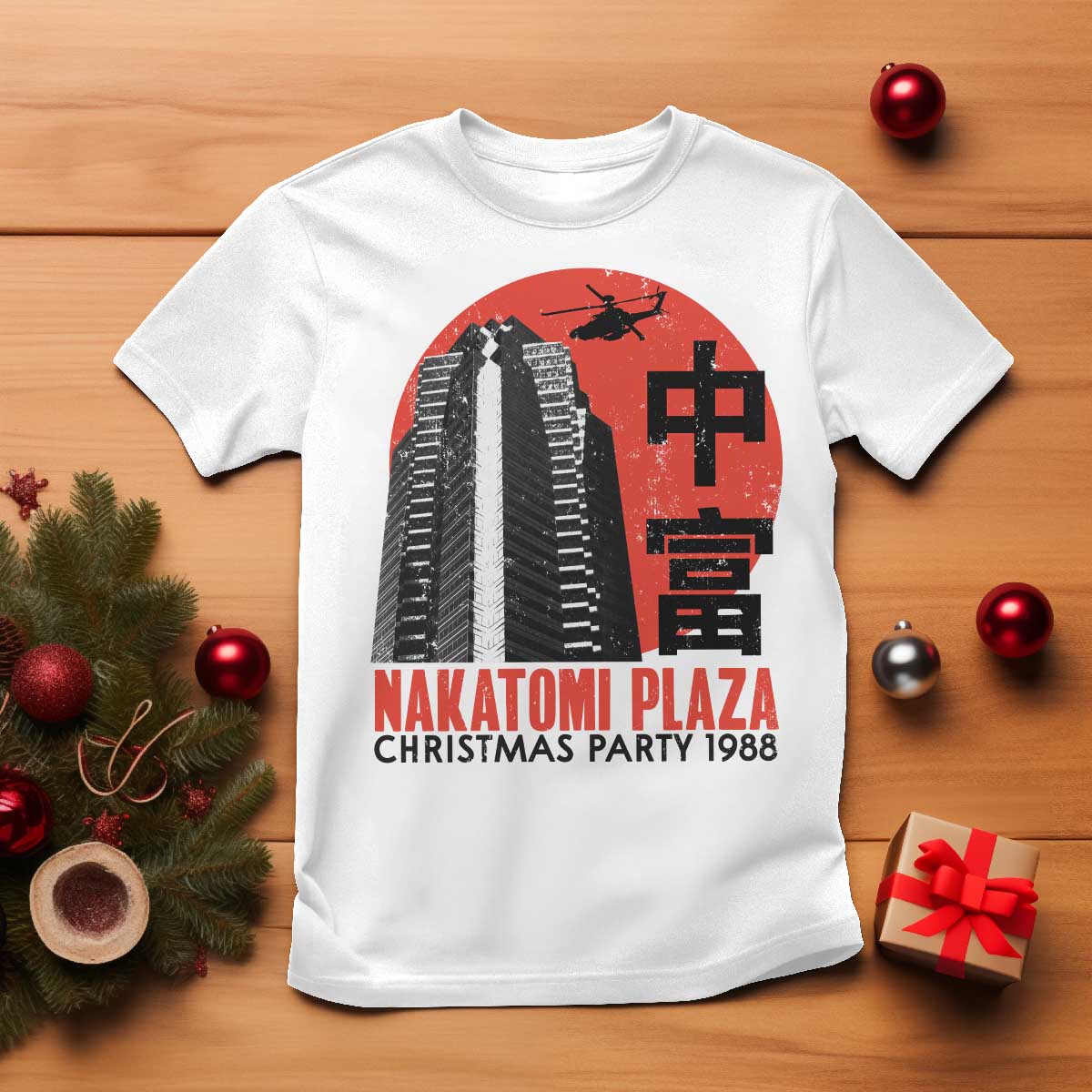 Christmas Nakatomi Plaza T Shirt Christmas Party 1988 Vintage Japanese Style TS11 White Print Your Wear
