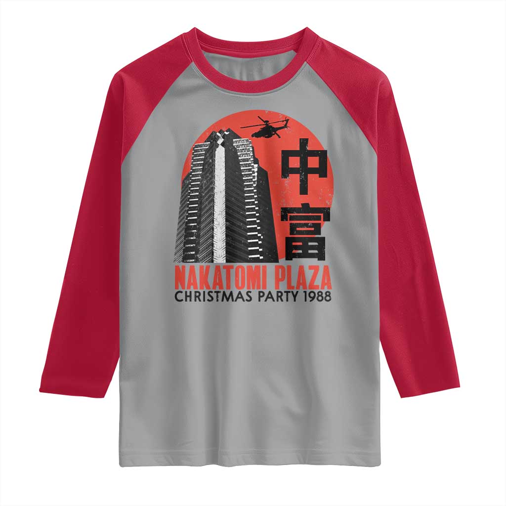 Christmas Nakatomi Plaza Raglan Shirt Christmas Party 1988 Vintage Japanese Style TS11 Sport Gray Red Print Your Wear