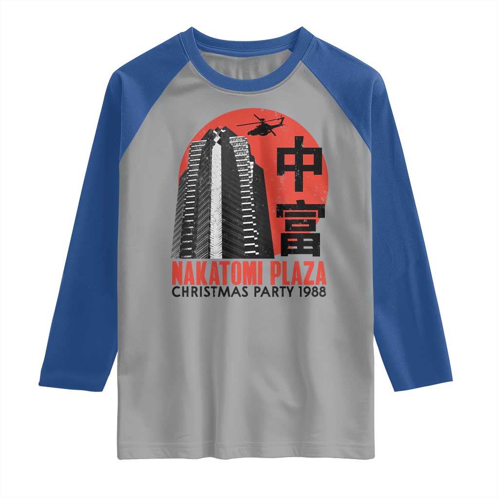 Christmas Nakatomi Plaza Raglan Shirt Christmas Party 1988 Vintage Japanese Style TS11 Sport Gray Royal Print Your Wear