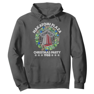 Christmas Nakatomi Plaza Hoodie Christmas Party 1988 Xmas Wreath TS11 Dark Heather Print Your Wear