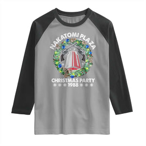 Christmas Nakatomi Plaza Raglan Shirt Christmas Party 1988 Xmas Wreath TS11 Sport Gray Black Print Your Wear