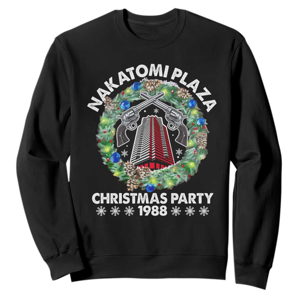 Christmas Nakatomi Plaza Sweatshirt Christmas Party 1988 Xmas Wreath TS11 Black Print Your Wear