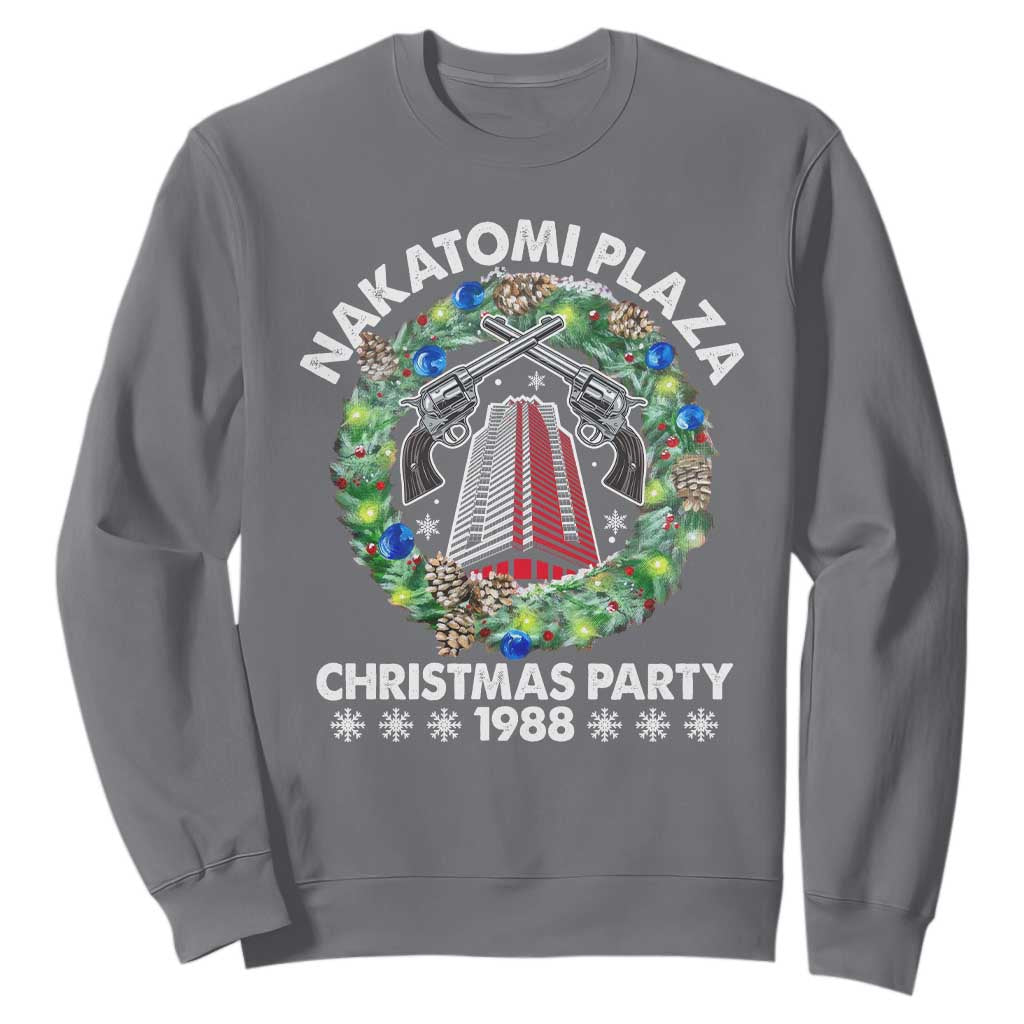 Christmas Nakatomi Plaza Sweatshirt Christmas Party 1988 Xmas Wreath TS11 Charcoal Print Your Wear