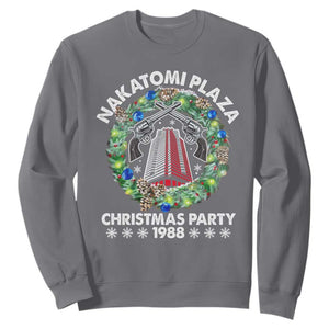 Christmas Nakatomi Plaza Sweatshirt Christmas Party 1988 Xmas Wreath TS11 Charcoal Print Your Wear
