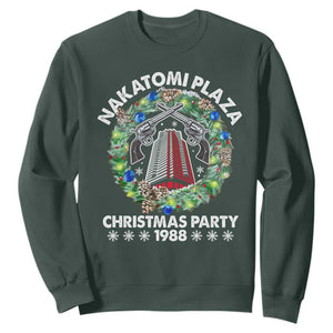 Christmas Nakatomi Plaza Sweatshirt Christmas Party 1988 Xmas Wreath TS11 Dark Forest Green Print Your Wear