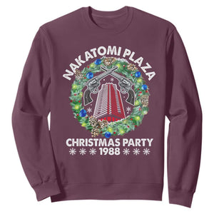 Christmas Nakatomi Plaza Sweatshirt Christmas Party 1988 Xmas Wreath TS11 Maroon Print Your Wear