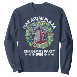 Christmas Nakatomi Plaza Sweatshirt Christmas Party 1988 Xmas Wreath TS11 Navy Print Your Wear