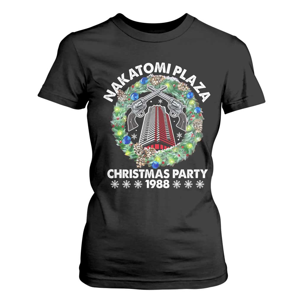Christmas Nakatomi Plaza T Shirt For Women Christmas Party 1988 Xmas Wreath TS11 Black Print Your Wear