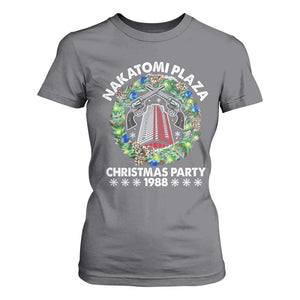 Christmas Nakatomi Plaza T Shirt For Women Christmas Party 1988 Xmas Wreath TS11 Charcoal Print Your Wear