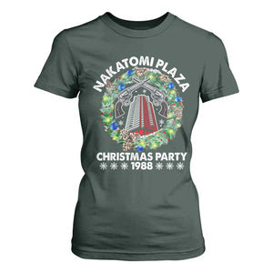 Christmas Nakatomi Plaza T Shirt For Women Christmas Party 1988 Xmas Wreath TS11 Dark Forest Green Print Your Wear