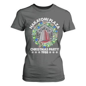 Christmas Nakatomi Plaza T Shirt For Women Christmas Party 1988 Xmas Wreath TS11 Dark Heather Print Your Wear