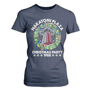 Christmas Nakatomi Plaza T Shirt For Women Christmas Party 1988 Xmas Wreath TS11 Navy Print Your Wear