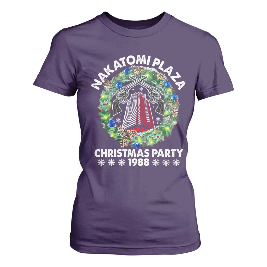 Christmas Nakatomi Plaza T Shirt For Women Christmas Party 1988 Xmas Wreath TS11 Purple Print Your Wear