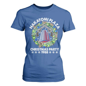 Christmas Nakatomi Plaza T Shirt For Women Christmas Party 1988 Xmas Wreath TS11 Royal Blue Print Your Wear