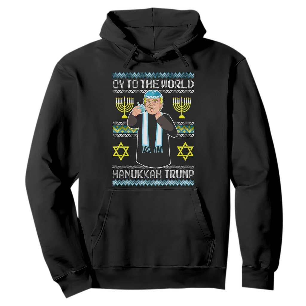 Funny Hanukkah Trump Hoodie Oy To The World Menorah David Stars TS11 Black Print Your Wear