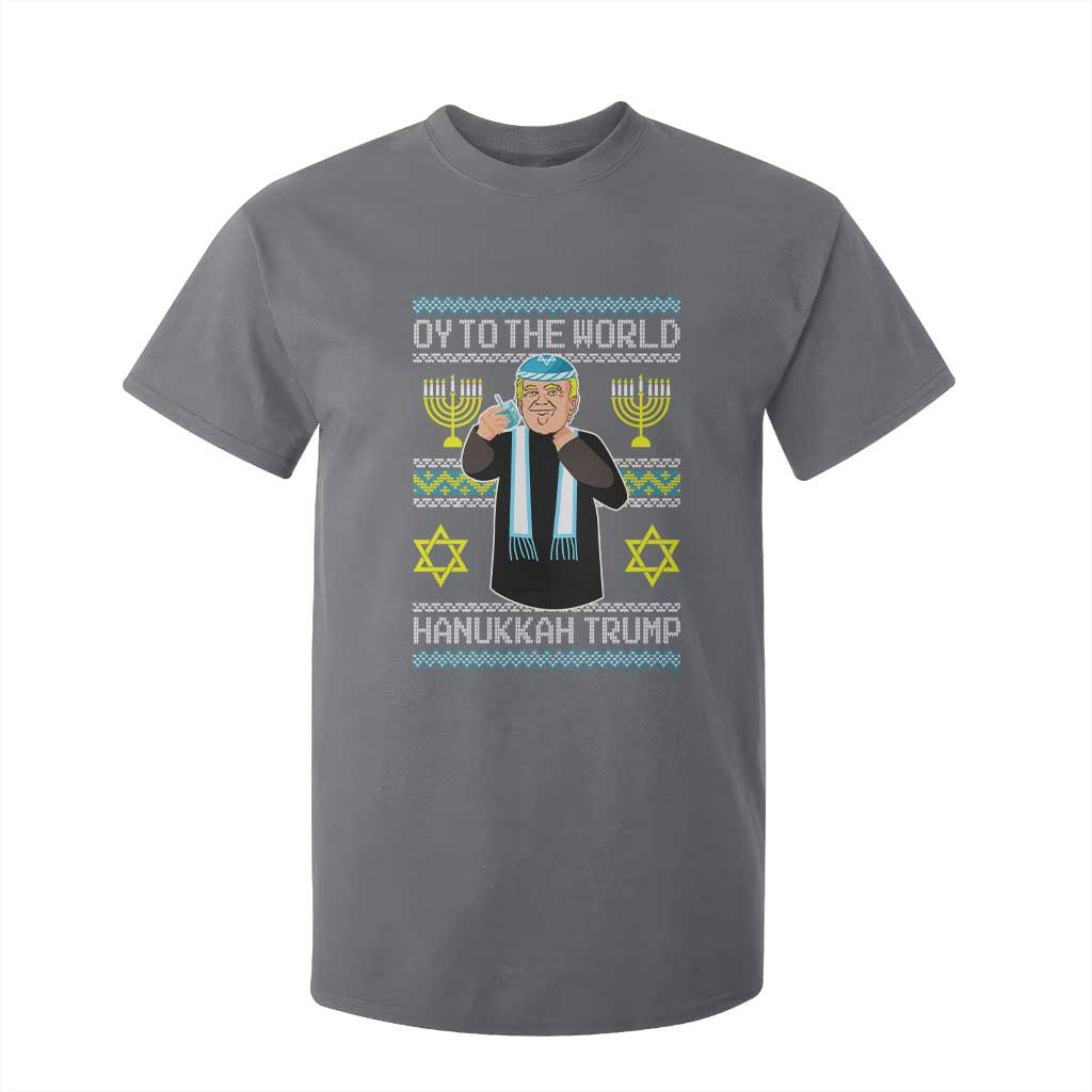 Funny Hanukkah Trump T Shirt For Kid Oy To The World Menorah David Stars TS11 Charcoal Print Your Wear