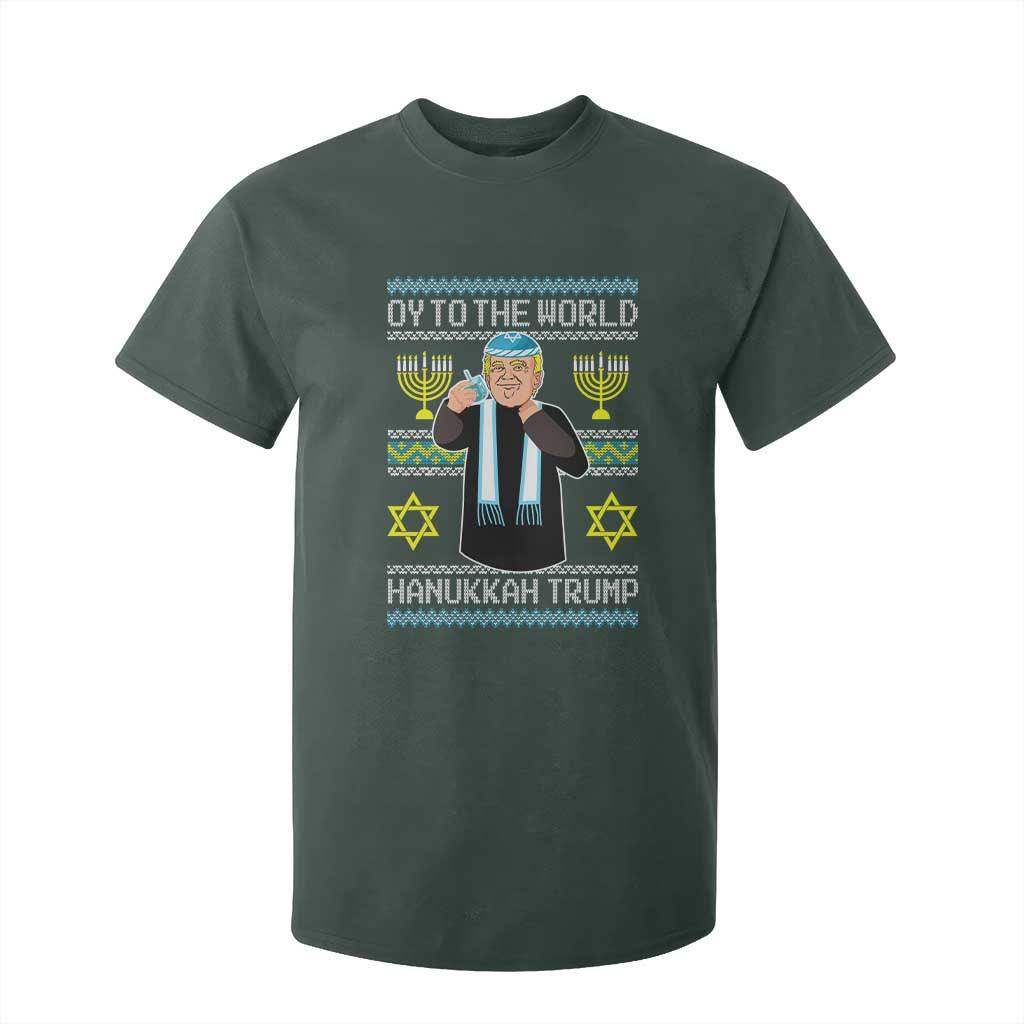 Funny Hanukkah Trump T Shirt For Kid Oy To The World Menorah David Stars TS11 Dark Forest Green Print Your Wear