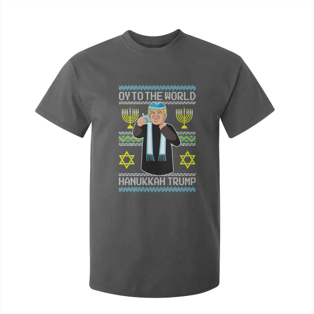 Funny Hanukkah Trump T Shirt For Kid Oy To The World Menorah David Stars TS11 Dark Heather Print Your Wear