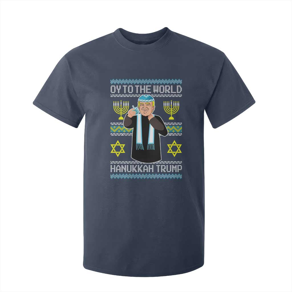 Funny Hanukkah Trump T Shirt For Kid Oy To The World Menorah David Stars TS11 Navy Print Your Wear