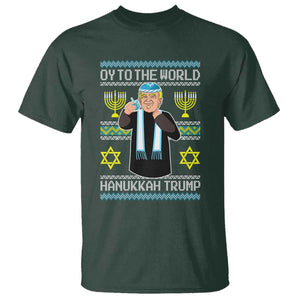 Funny Hanukkah Trump T Shirt Oy To The World Menorah David Stars TS11 Dark Forest Green Print Your Wear