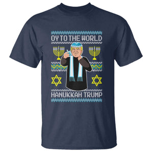 Funny Hanukkah Trump T Shirt Oy To The World Menorah David Stars TS11 Navy Print Your Wear