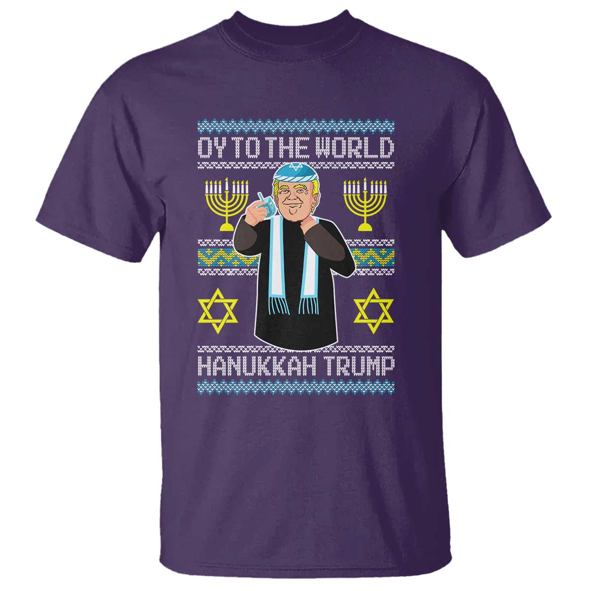 Funny Hanukkah Trump T Shirt Oy To The World Menorah David Stars TS11 Purple Print Your Wear
