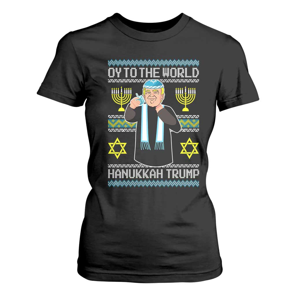 Funny Hanukkah Trump T Shirt For Women Oy To The World Menorah David Stars TS11 Black Print Your Wear