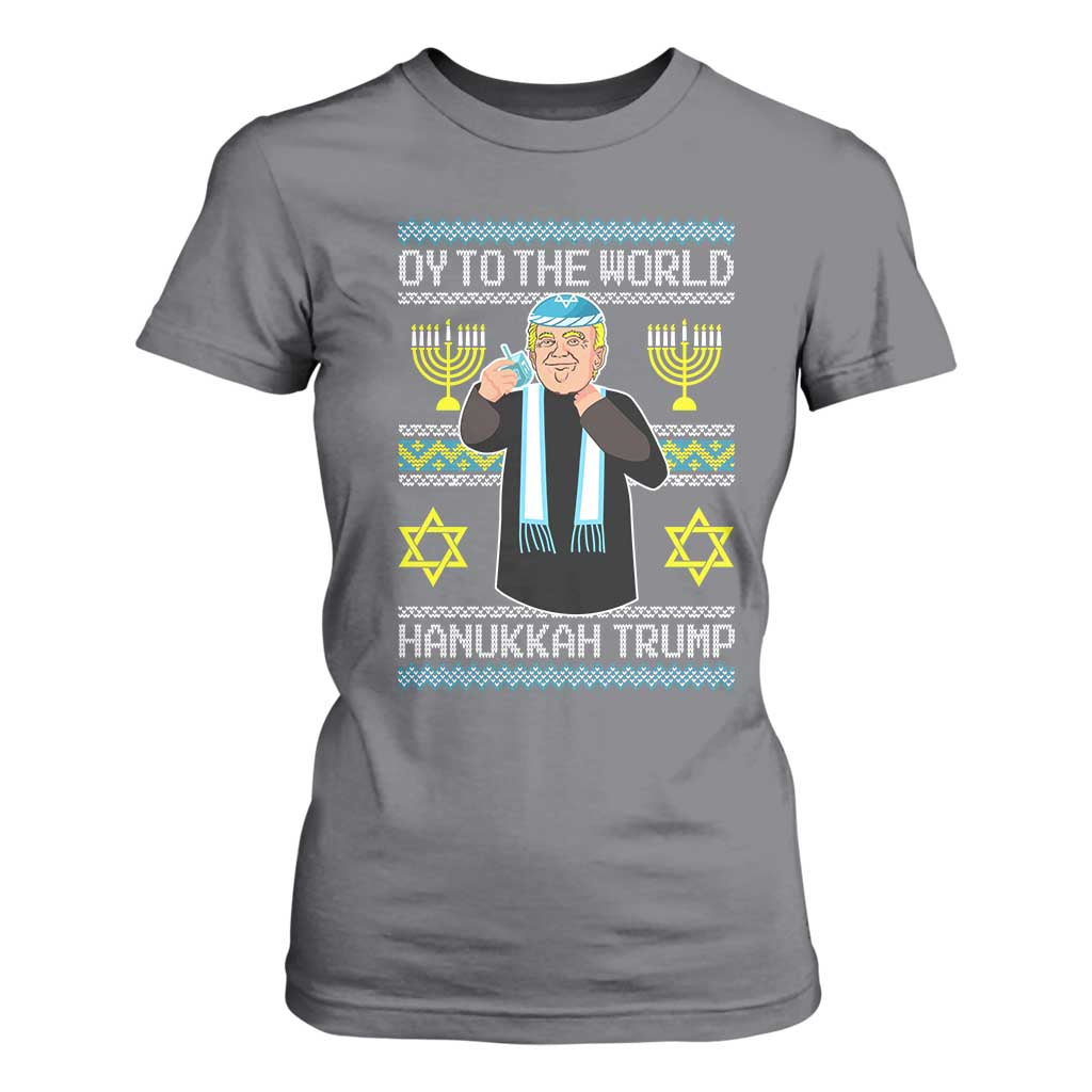 Funny Hanukkah Trump T Shirt For Women Oy To The World Menorah David Stars TS11 Charcoal Print Your Wear