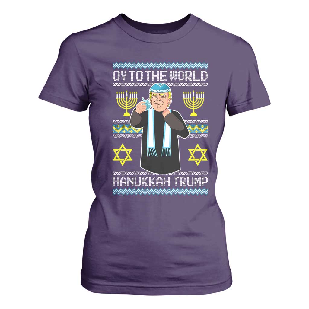 Funny Hanukkah Trump T Shirt For Women Oy To The World Menorah David Stars TS11 Purple Print Your Wear