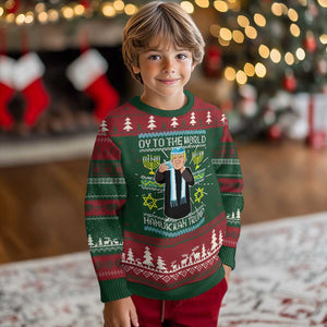 Funny Hanukkah Trump Ugly Christmas Sweater Oy To The World Menorah David Stars TS11 Christmas Print Your Wear