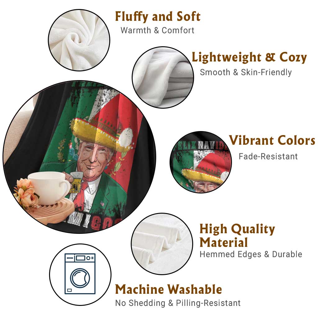 Christmas In Mexico Trump Throw Blanket Feliz Navidad Mis Amigos Santa Trump Tequila Shot TS11 Print Your Wear