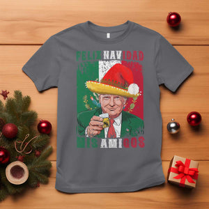 Christmas In Mexico Trump T Shirt Feliz Navidad Mis Amigos Santa Trump Tequila Shot TS11 Charcoal Print Your Wear