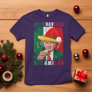 Christmas In Mexico Trump T Shirt Feliz Navidad Mis Amigos Santa Trump Tequila Shot TS11 Purple Print Your Wear
