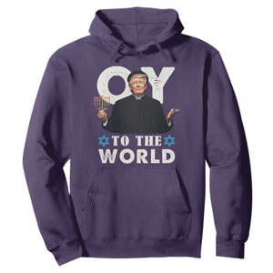 Funny Oy To The World Hanukkah Trump Hoodie Menorah David Stars Chanukah Jewish TS11 Purple Print Your Wear