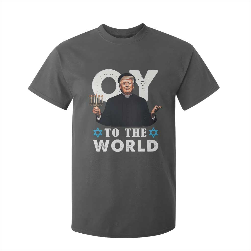Funny Oy To The World Hanukkah Trump T Shirt For Kid Menorah David Stars Chanukah Jewish TS11 Dark Heather Print Your Wear