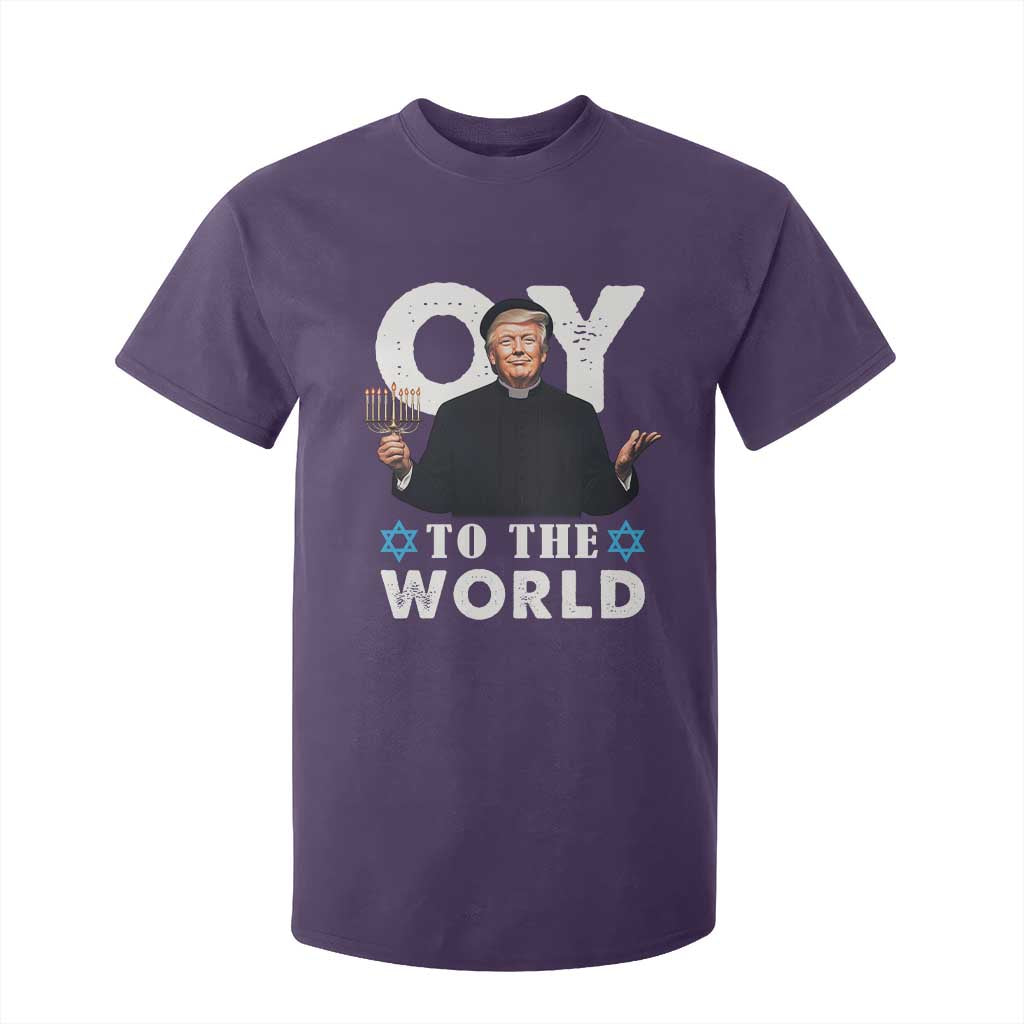 Funny Oy To The World Hanukkah Trump T Shirt For Kid Menorah David Stars Chanukah Jewish TS11 Purple Print Your Wear
