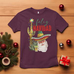 Funny Trump Mexico Christmas T Shirt Feliz Navidad Santa Sombrero Xmas Cactus TS11 Maroon Print Your Wear
