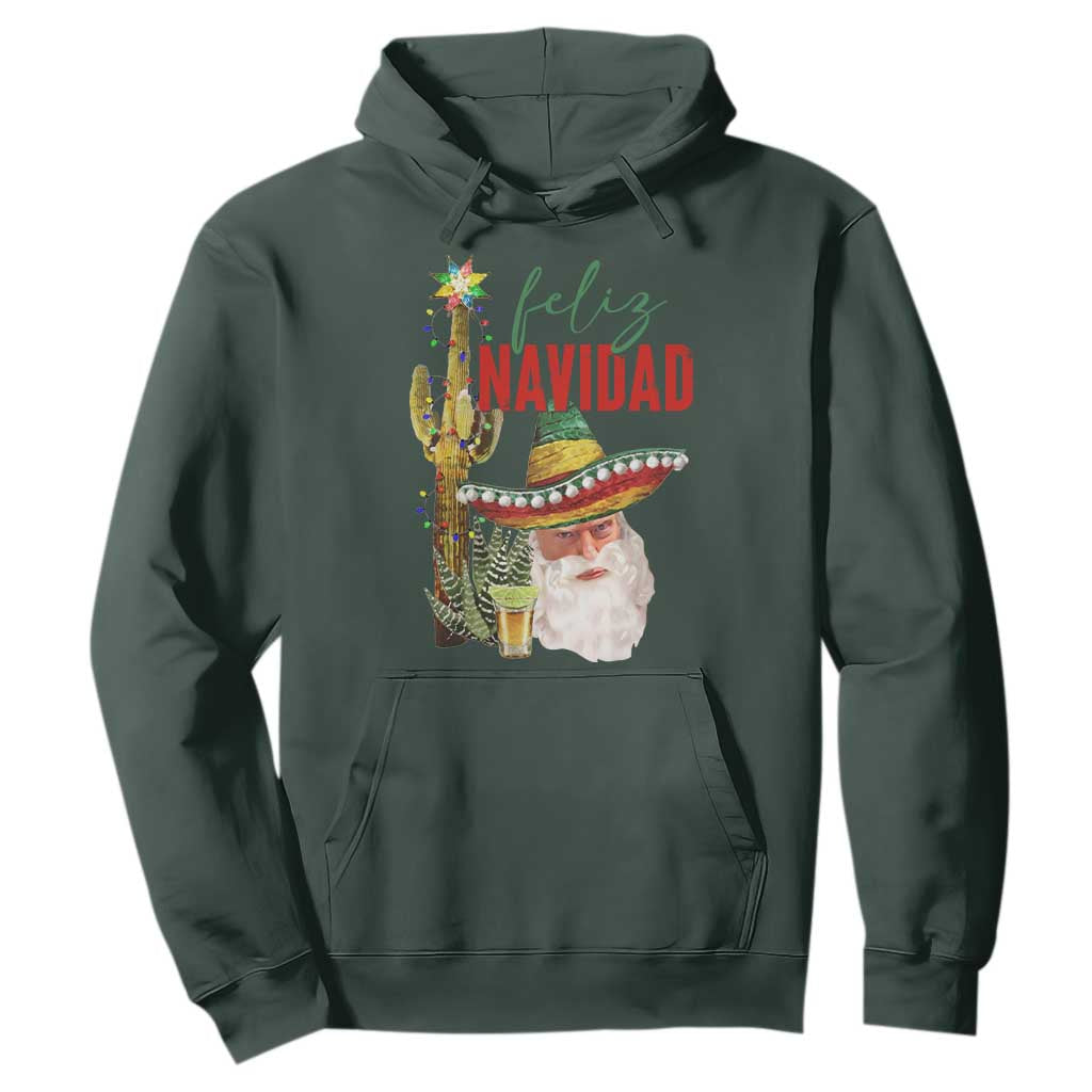 Funny Trump Mexico Christmas Hoodie Feliz Navidad Santa Sombrero Xmas Cactus TS11 Dark Forest Green Print Your Wear