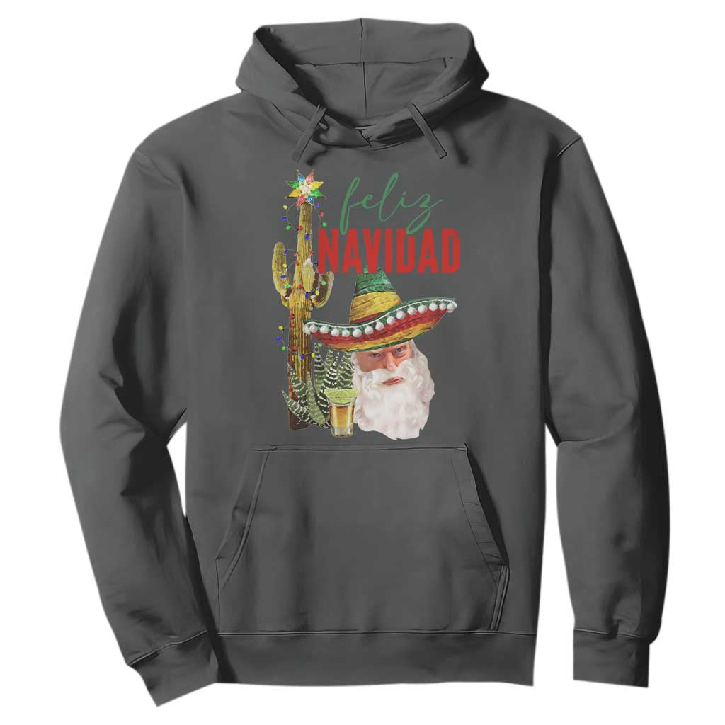 Funny Trump Mexico Christmas Hoodie Feliz Navidad Santa Sombrero Xmas Cactus TS11 Dark Heather Print Your Wear