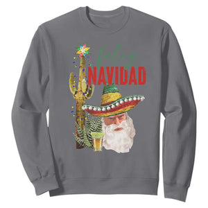 Funny Trump Mexico Christmas Sweatshirt Feliz Navidad Santa Sombrero Xmas Cactus TS11 Charcoal Print Your Wear