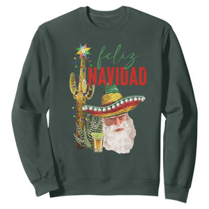 Funny Trump Mexico Christmas Sweatshirt Feliz Navidad Santa Sombrero Xmas Cactus TS11 Dark Forest Green Print Your Wear