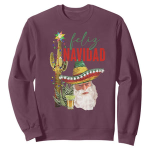 Funny Trump Mexico Christmas Sweatshirt Feliz Navidad Santa Sombrero Xmas Cactus TS11 Maroon Print Your Wear