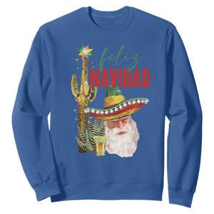 Funny Trump Mexico Christmas Sweatshirt Feliz Navidad Santa Sombrero Xmas Cactus TS11 Royal Blue Print Your Wear