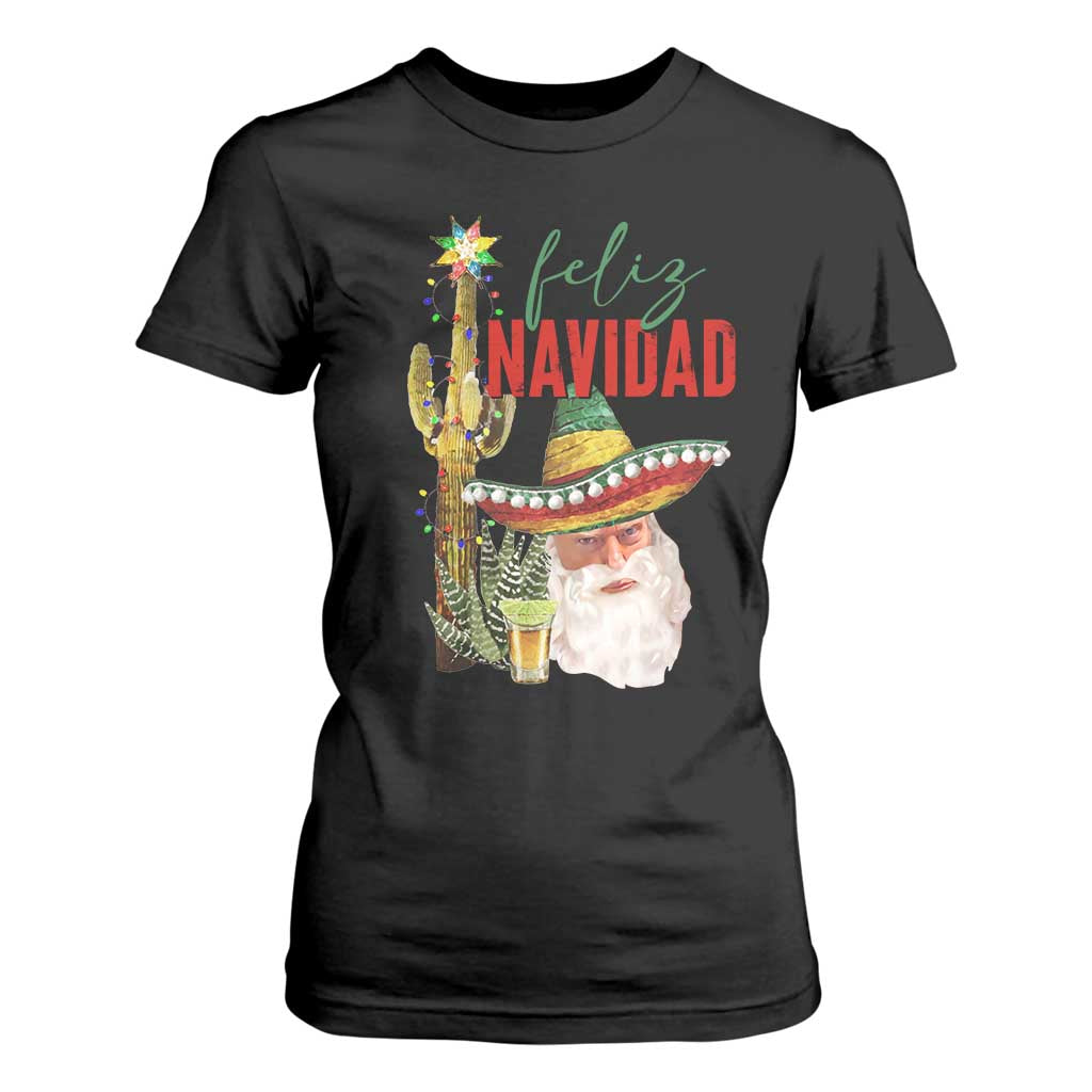 Funny Trump Mexico Christmas T Shirt For Women Feliz Navidad Santa Sombrero Xmas Cactus TS11 Black Print Your Wear