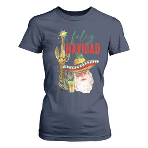 Funny Trump Mexico Christmas T Shirt For Women Feliz Navidad Santa Sombrero Xmas Cactus TS11 Navy Print Your Wear