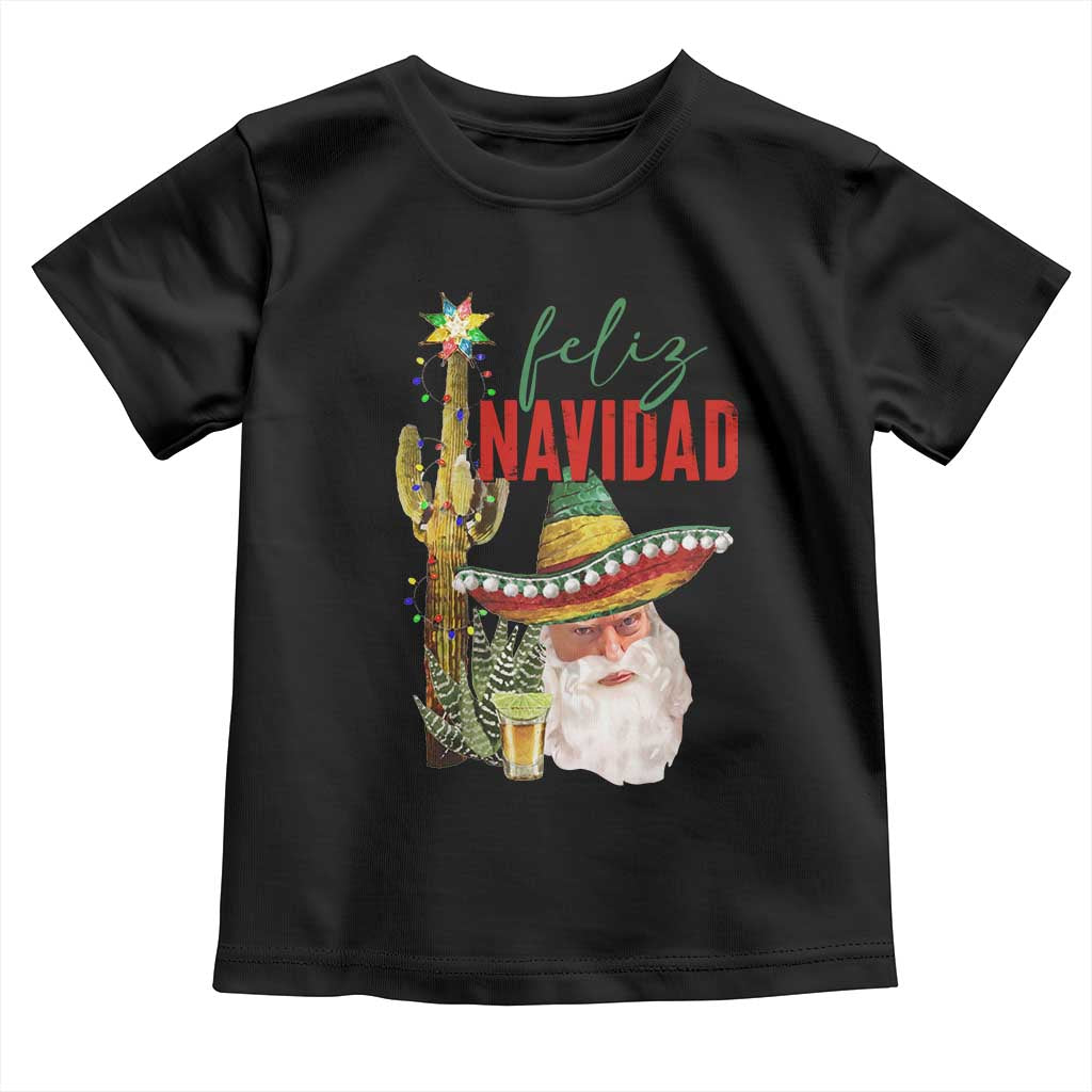 Funny Trump Mexico Christmas Toddler T Shirt Feliz Navidad Santa Sombrero Xmas Cactus TS11 Black Print Your Wear