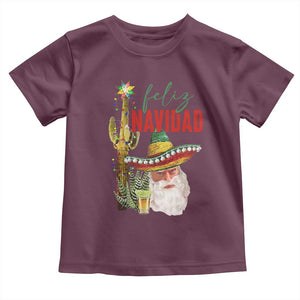 Funny Trump Mexico Christmas Toddler T Shirt Feliz Navidad Santa Sombrero Xmas Cactus TS11 Maroon Print Your Wear