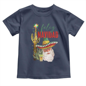Funny Trump Mexico Christmas Toddler T Shirt Feliz Navidad Santa Sombrero Xmas Cactus TS11 Navy Print Your Wear